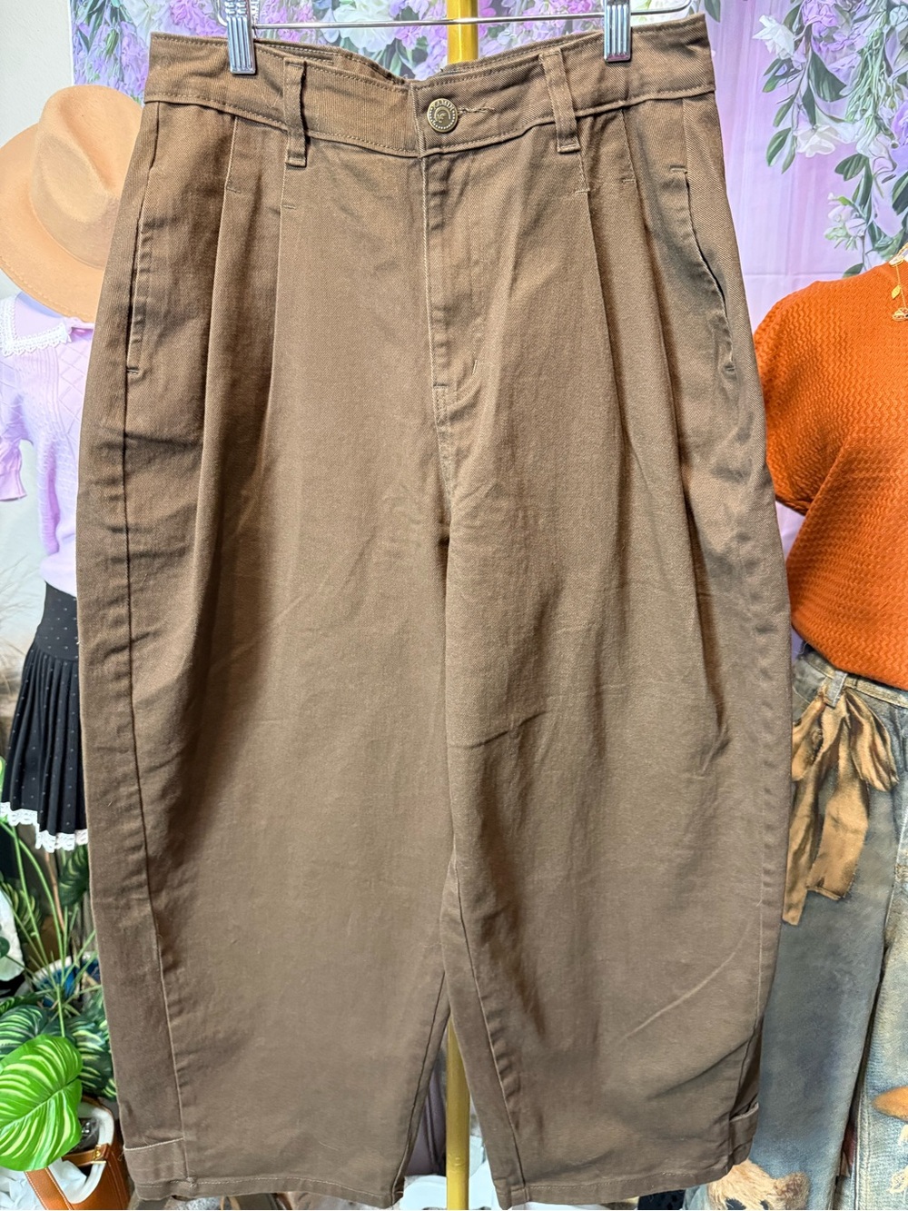 Brown barrel pants
